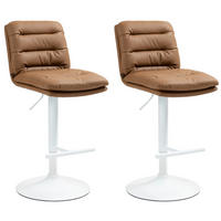 BARHOCKER 2er Set Lederlook hellbraun - Hellbraun/Weiß, Textil/Metall (42/94/56cm) - CLP