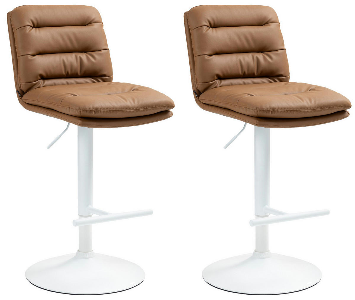 BARHOCKER 2er Set Lederlook hellbraun - Hellbraun/Weiß, Textil/Metall (42/94/56cm) - CLP