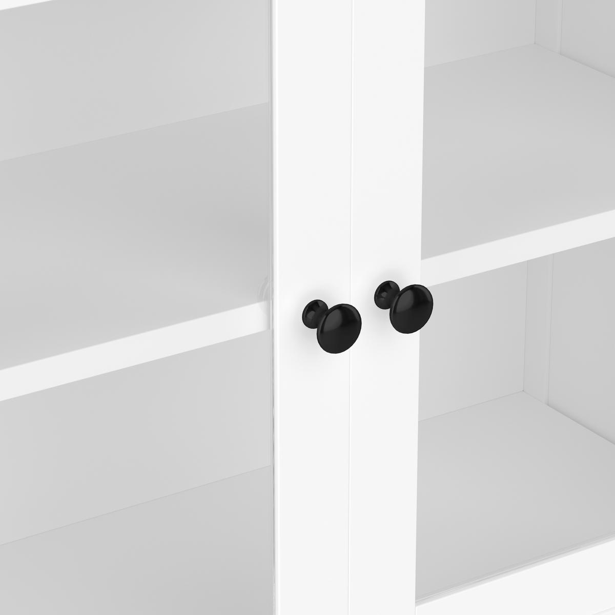 HOCHSCHRANK aus lackiertem MDF mit Glastür und verstellbaren Einlegeböden, 57,5/28,5/160 cm, Weiß - Weiß, Holzwerkstoff (57.4/160/28.5cm) - Redom