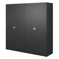 KLEIDERSCHRANK Moonir Schwarz 200 cm - Goldfarben/Schwarz, Holzwerkstoff/Metall (200/200.5/57cm) - Selsey