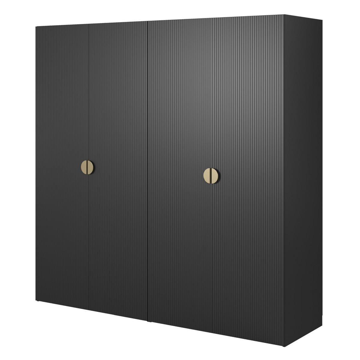 KLEIDERSCHRANK Moonir Schwarz 200 cm - Goldfarben/Schwarz, Holzwerkstoff/Metall (200/200.5/57cm) - Selsey