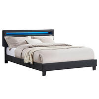 POLSTERBETT MIT LED COLUMBUS 140X200 CM - Schwarz, Textil (140/200cm) - CARO-Möbel