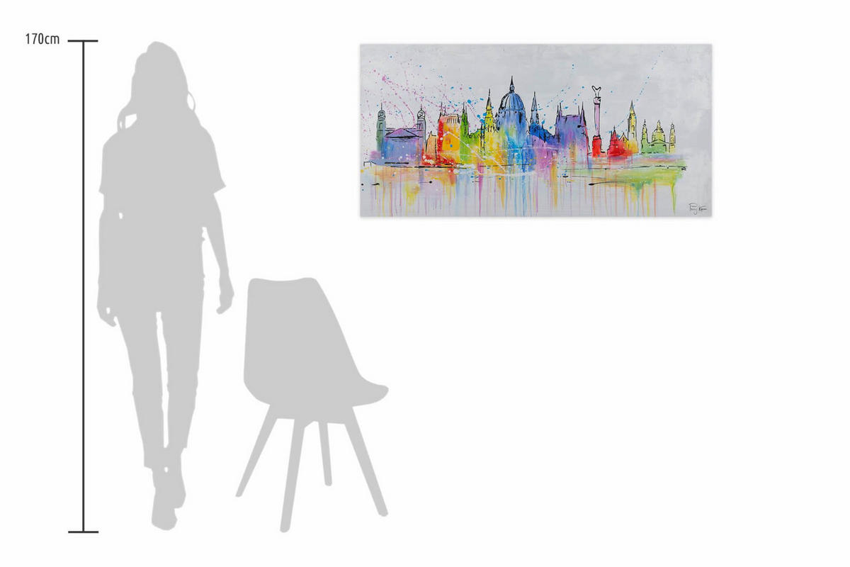 RUČNE MAĽOVANÝ AKRYLOVÝ OBRAZ 120/60 cm, sivý, krajinný motív - sivá, drevo/textil (120/60cm) - KUNSTLOFT