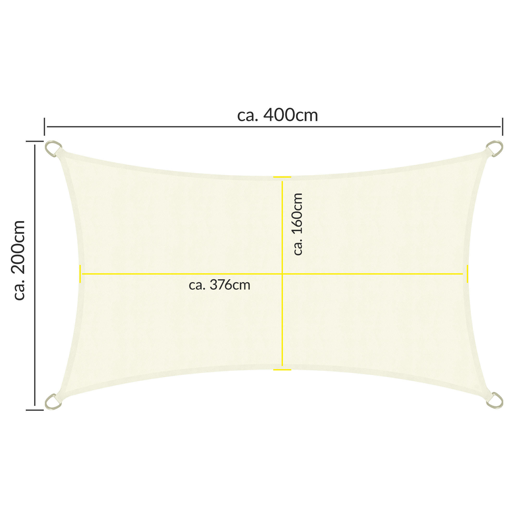 SONNENSEGEL SolVision PS9 200/400 cm rechteckig Creme PE - Creme, Kunststoff (400/200cm) - Sol Royal