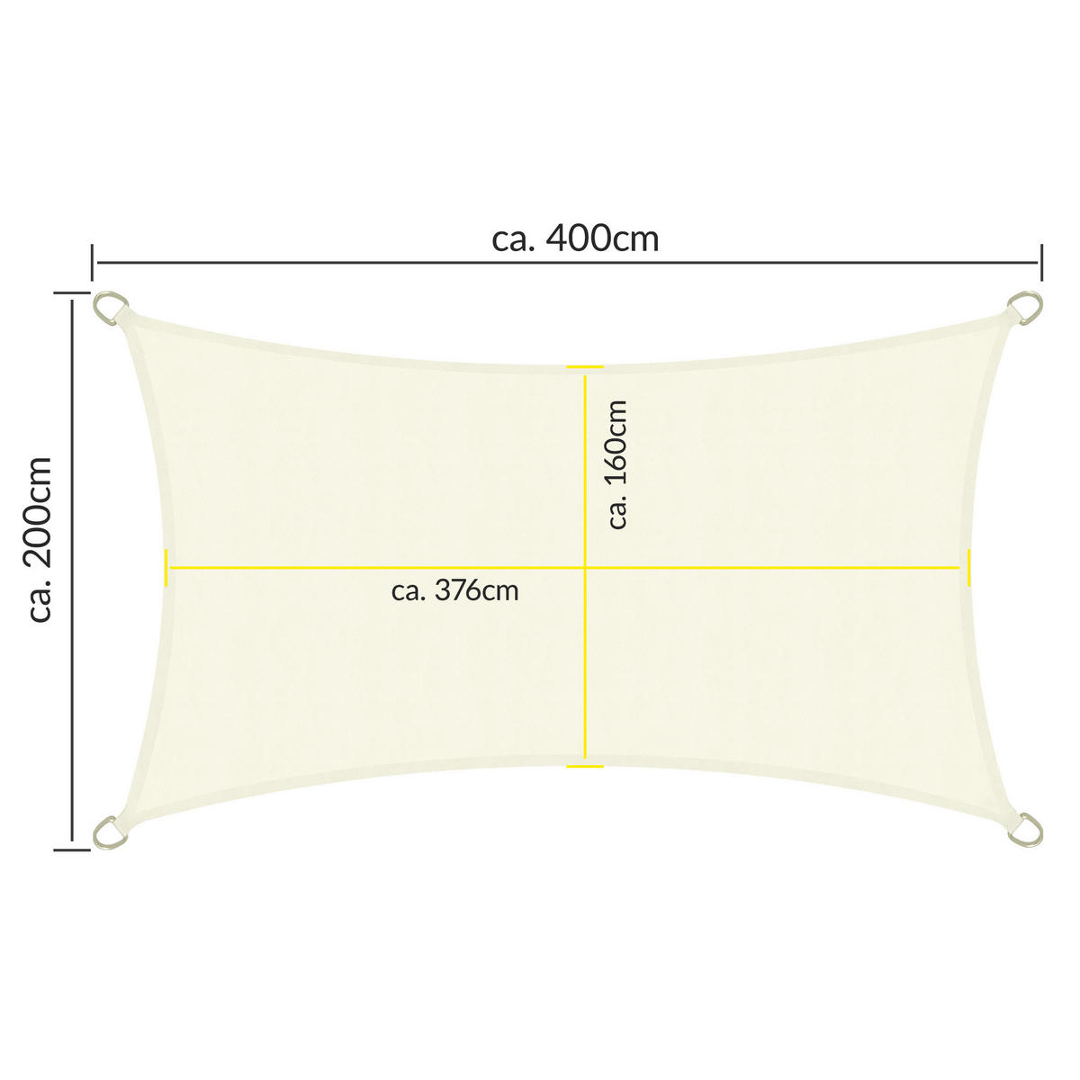 SONNENSEGEL SolVision PS9 200/400 cm rechteckig Creme PE - Creme, Kunststoff (400/200cm) - Sol Royal