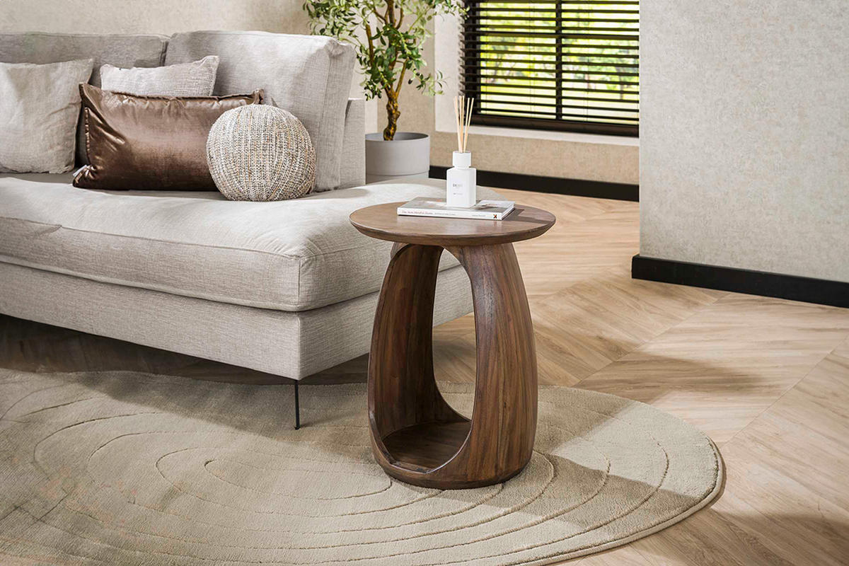 BEISTELLTISCH MEVA Braun Akazie - Braun, Akazienholz/Holz (45/45/56cm) - KAWOLA