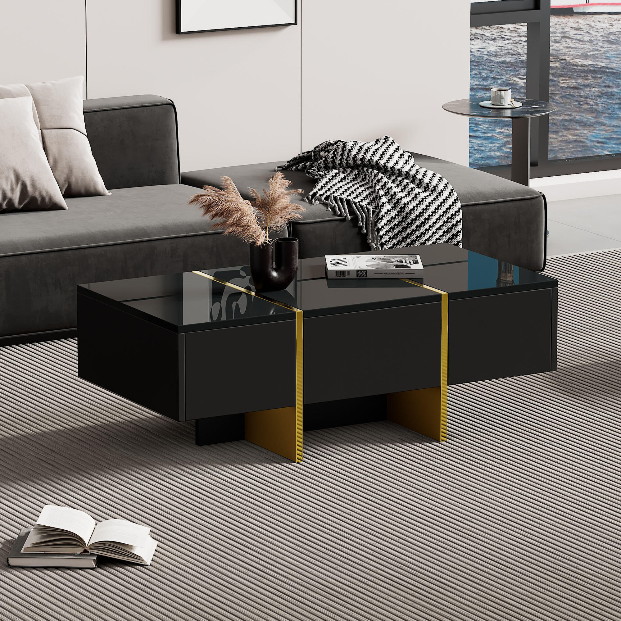 COUCHTISCH Schwarz 100/50/35 cm - Schwarz, Holzwerkstoff/Metall (100/50/35cm) - Urban Meuble