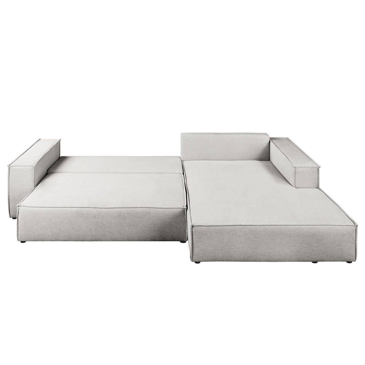 ECKSOFA mit Schlaffunktion - Longchair - Hellgrau/Schwarz, Kunststoff/Textil (294/185cm) - home24