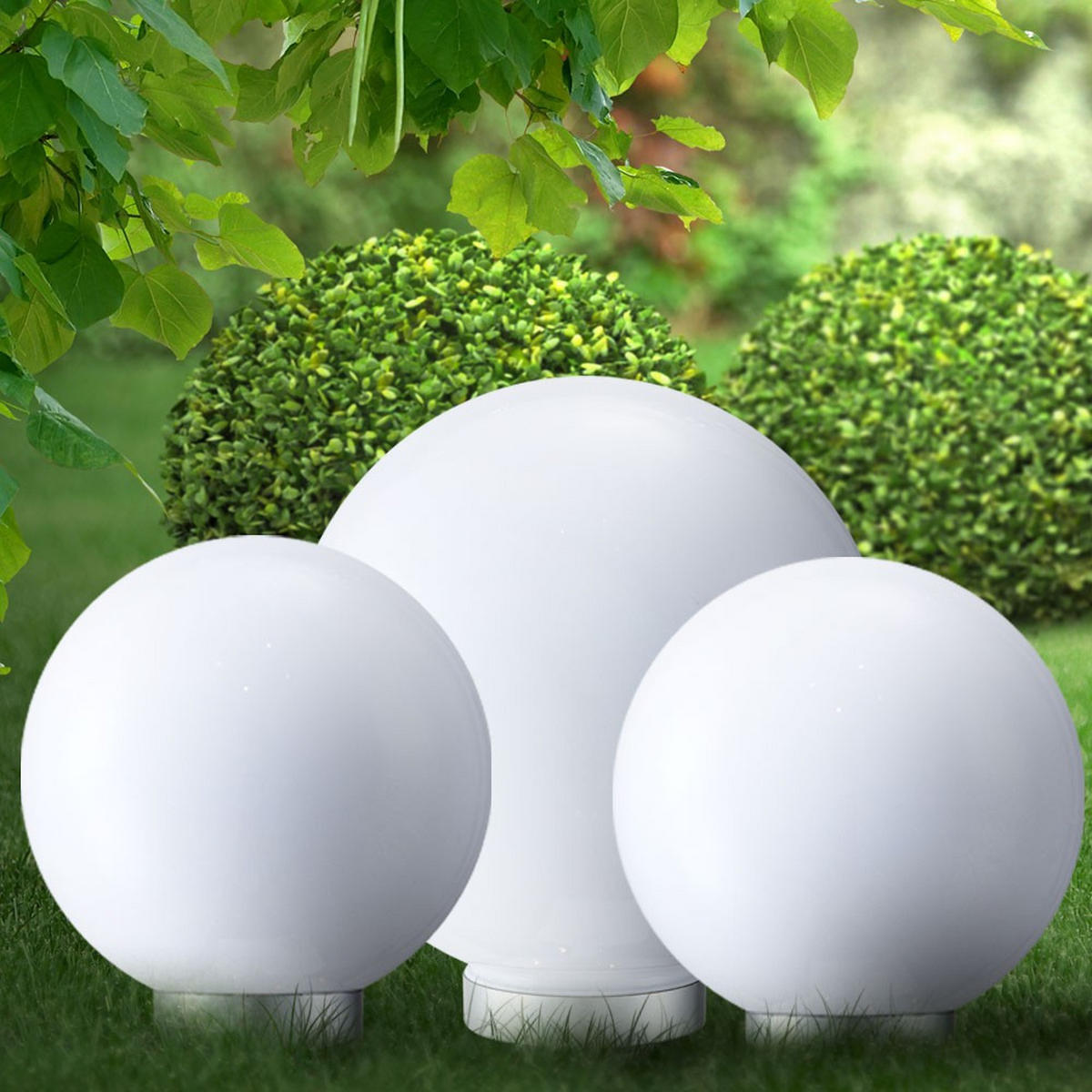 LED AUSSENLEUCHTE Weiß Metall 3er Set - Weiß, Kunststoff (25/25/65cm)