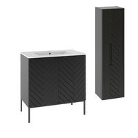 BADMÖBEL 80cm Daria 2er-Set Schwarz - Schwarz, Holzwerkstoff (80/82/45.8cm) - Petits-meubles