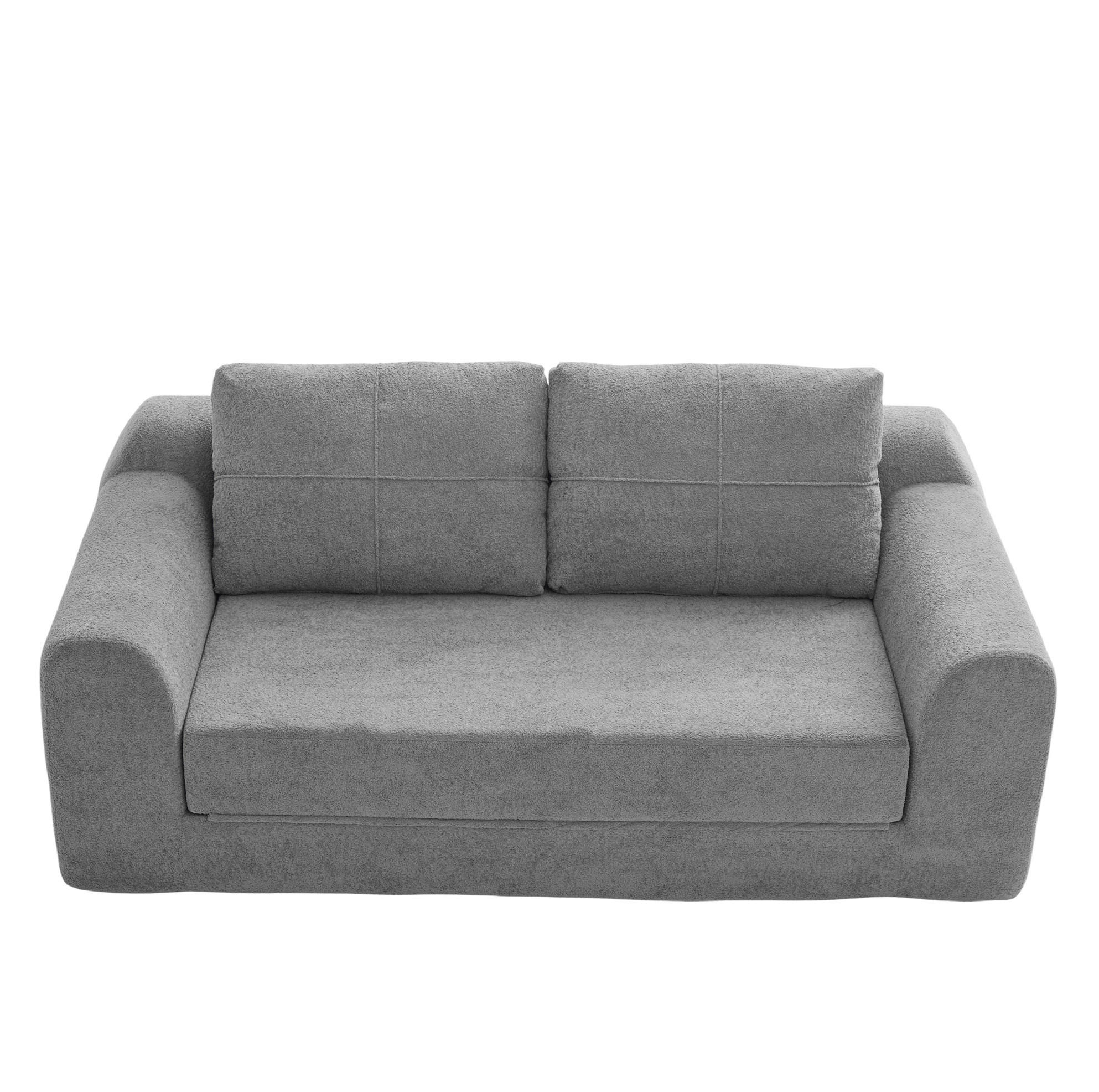 SCHLAFSOFA aus Stoff 179x95x79 cm Dunkelgrau klappbar als Bodenbett, 2-in-1 und platzsparend - Dunkelgrau, Textil (178/61.5/96cm) - Modfu