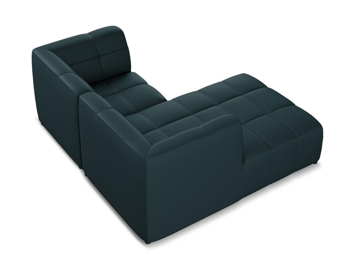 ECKSOFA Links Kunstleder Blau - Petrol/Schwarz, Holzwerkstoff/Kunststoff (191/175cm) - Makamii