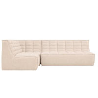 ROHOVÁ SEDAČKA modulární ve tvaru L, plyšová tkanina Pop, Krémová, Levá strana, LAZY L Mini - krémová, dřevo (253/173cm) - Kaiser Möbel