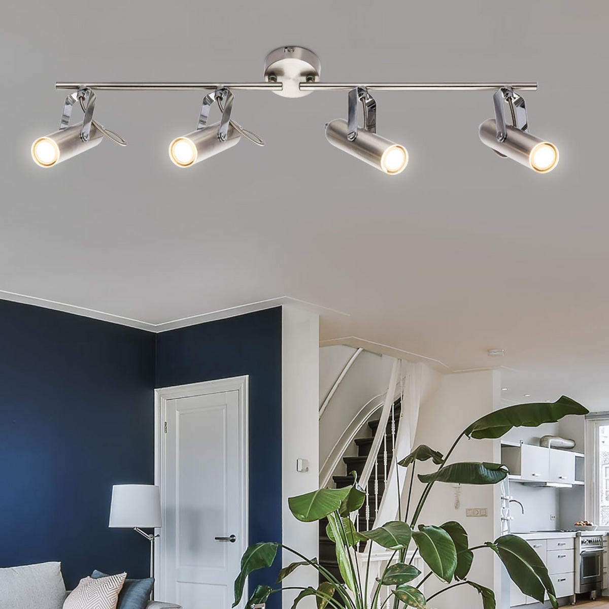 LED DECKENLEUCHTE Chrom Silber matt - Silberfarben, Metall (68/8/16cm) - Globo Lighting