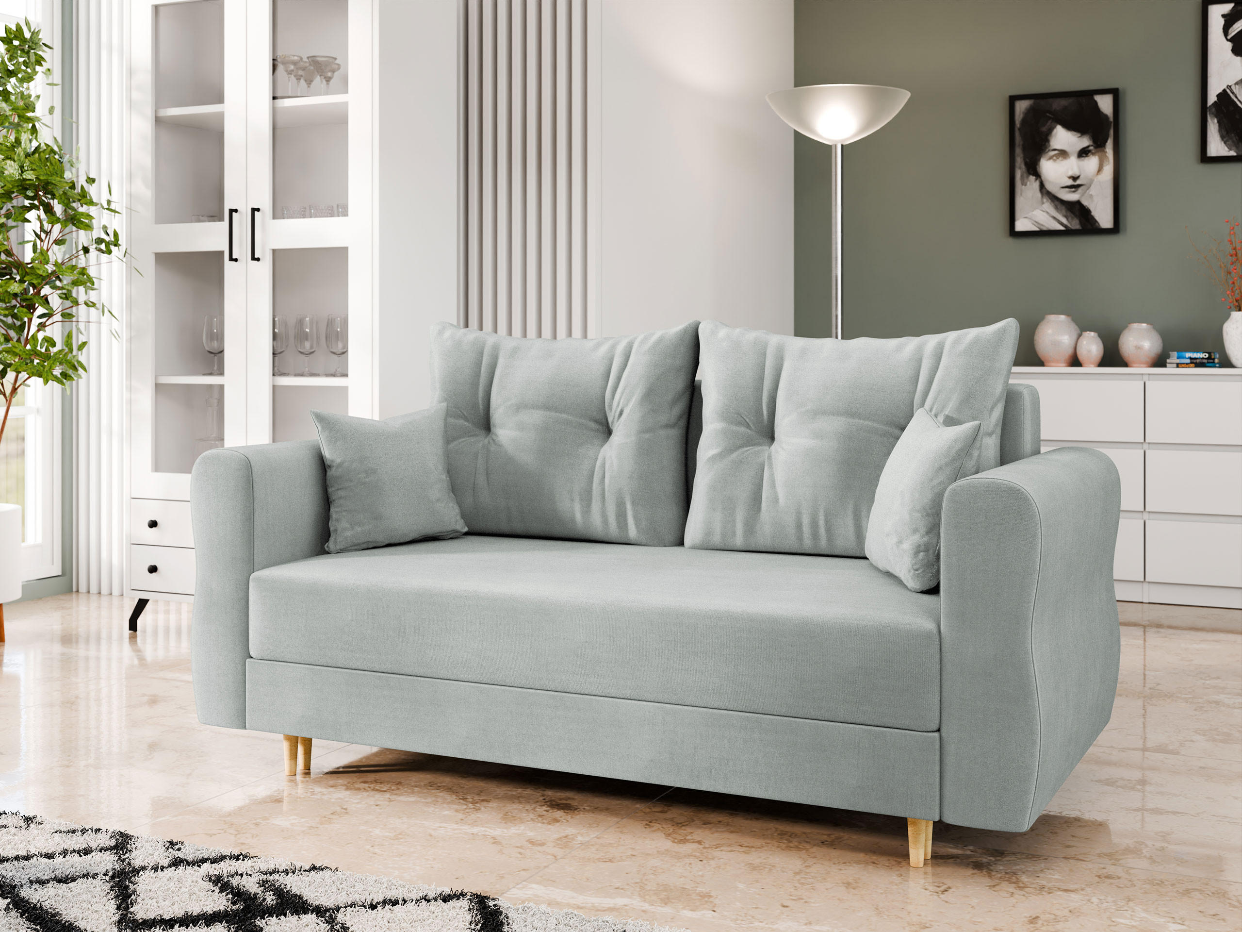 SCHLAFSOFA Zako 2 - Hellgrau/Naturfarben, Holz/Textil (167/85/77cm) - MIRJAN24