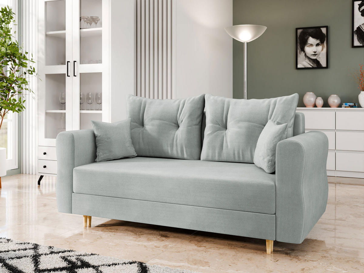 SCHLAFSOFA Zako 2 - Hellgrau/Naturfarben, Holz/Textil (167/85/77cm) - MIRJAN24