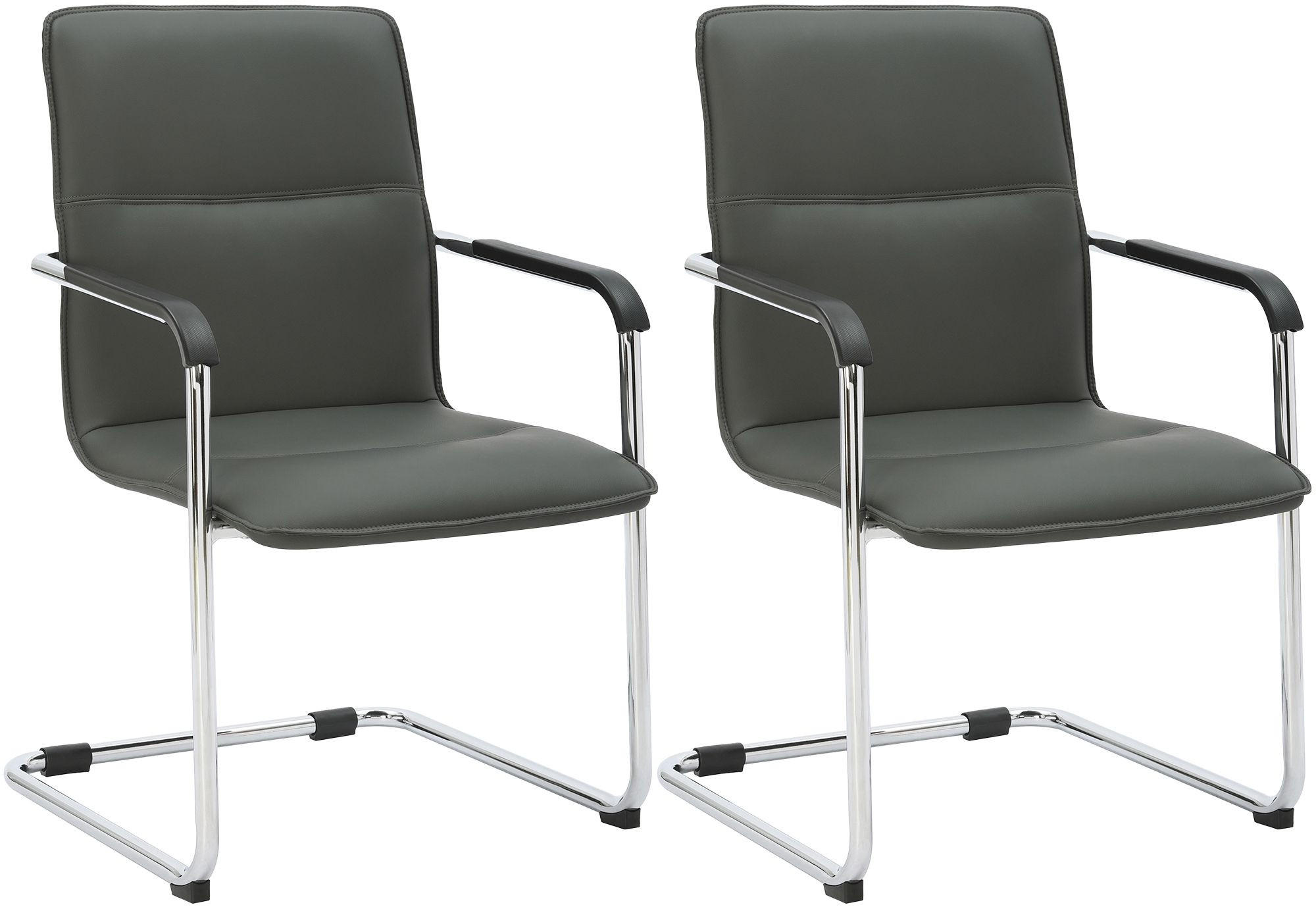 SCHWINGSTUHL 2er Set Lederlook Grau - Grau, Textil/Metall (57/92/59cm) - CLP