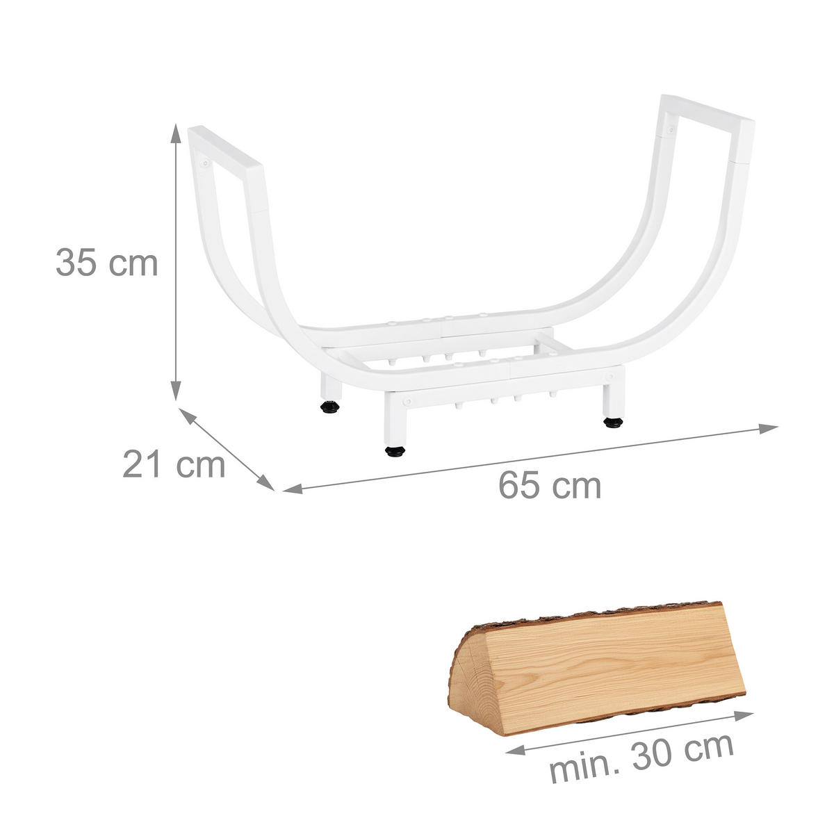 KAMINHOLZREGAL - Weiß, Metall (65/35/21cm) - Relaxdays