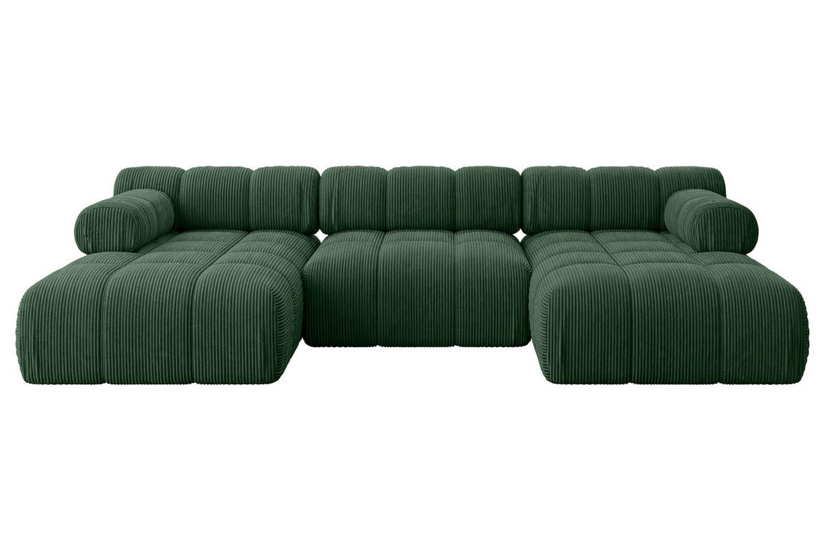 WOHNLANDSCHAFT modulares Sofa Tesso-U1 - 285x160x70 cm Grün Cord - Grün, Holzwerkstoff/Textil (285/70/160cm) - ALTDECOR