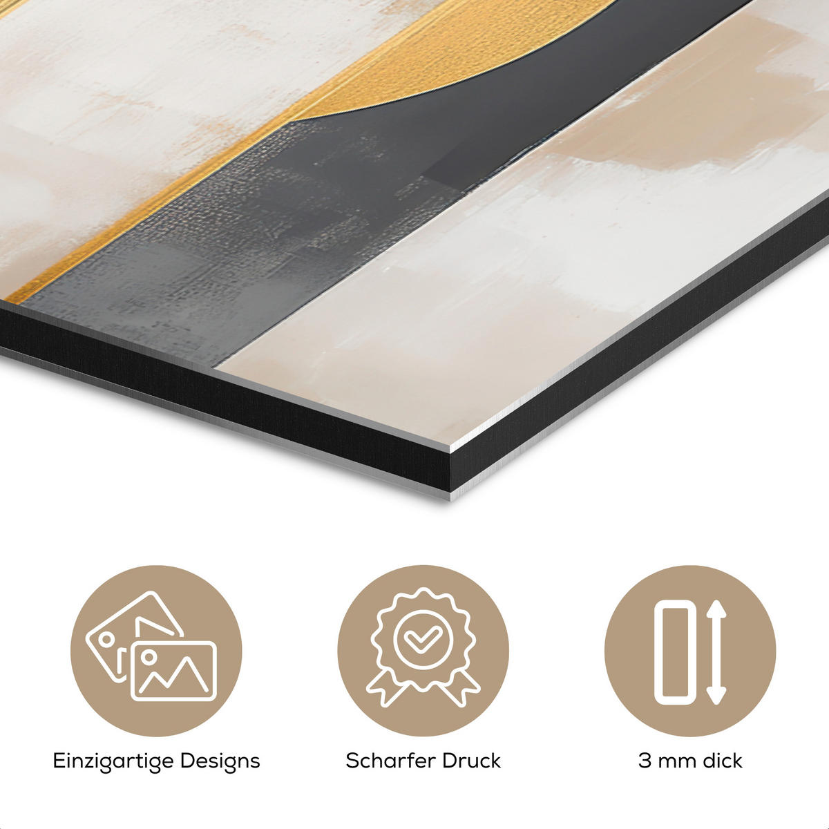 METALLBILD Abstrakt - Gold - Silber - Formen - Ästhetisch - Modern 90x60 cm - Goldfarben, Metall (90/60cm) - MuchoWow