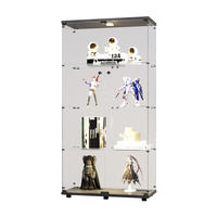 VITRINE LED-Glasvitrine Schwarz Mit 2 Türen, 4 Ebenen, Spiegel & Licht - Schwarz, Holz (36.49/163.9/80.49cm)