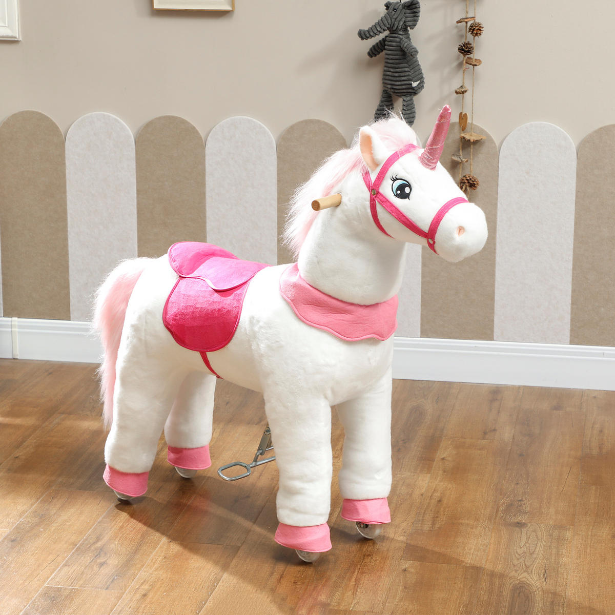 REITPFERD DE-10210 Einhorn-Design, sanfte Räder Weiß - Weiß, Metall (36/96/96cm) - ComfortXL