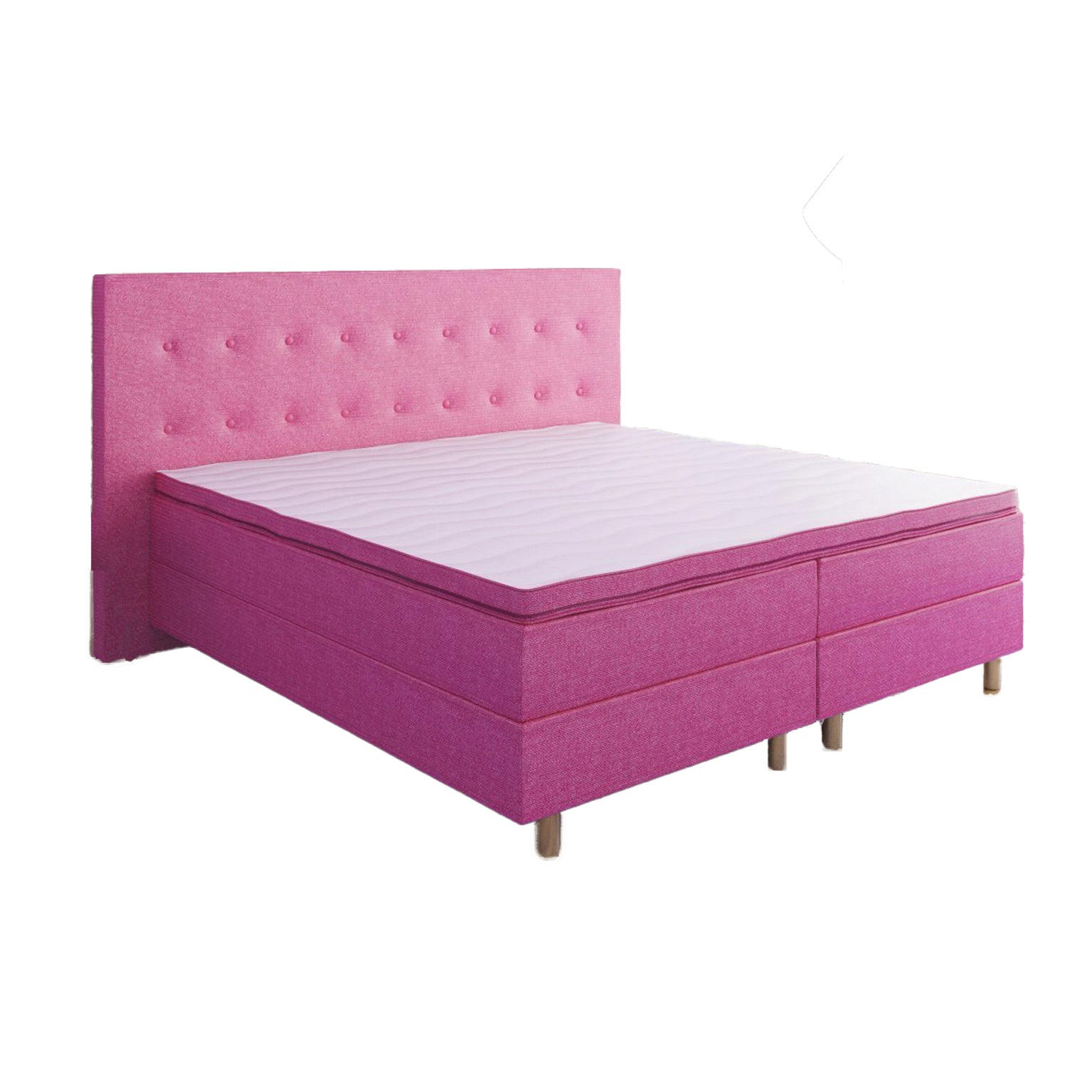 BOXBETT RIO Barcelona 5-Zonen mit Visco Topper H3 First Class Bett in verschiedenen Farben und Größen - Rosa, Holz/Holzwerkstoff (160/200cm) - Best For Home