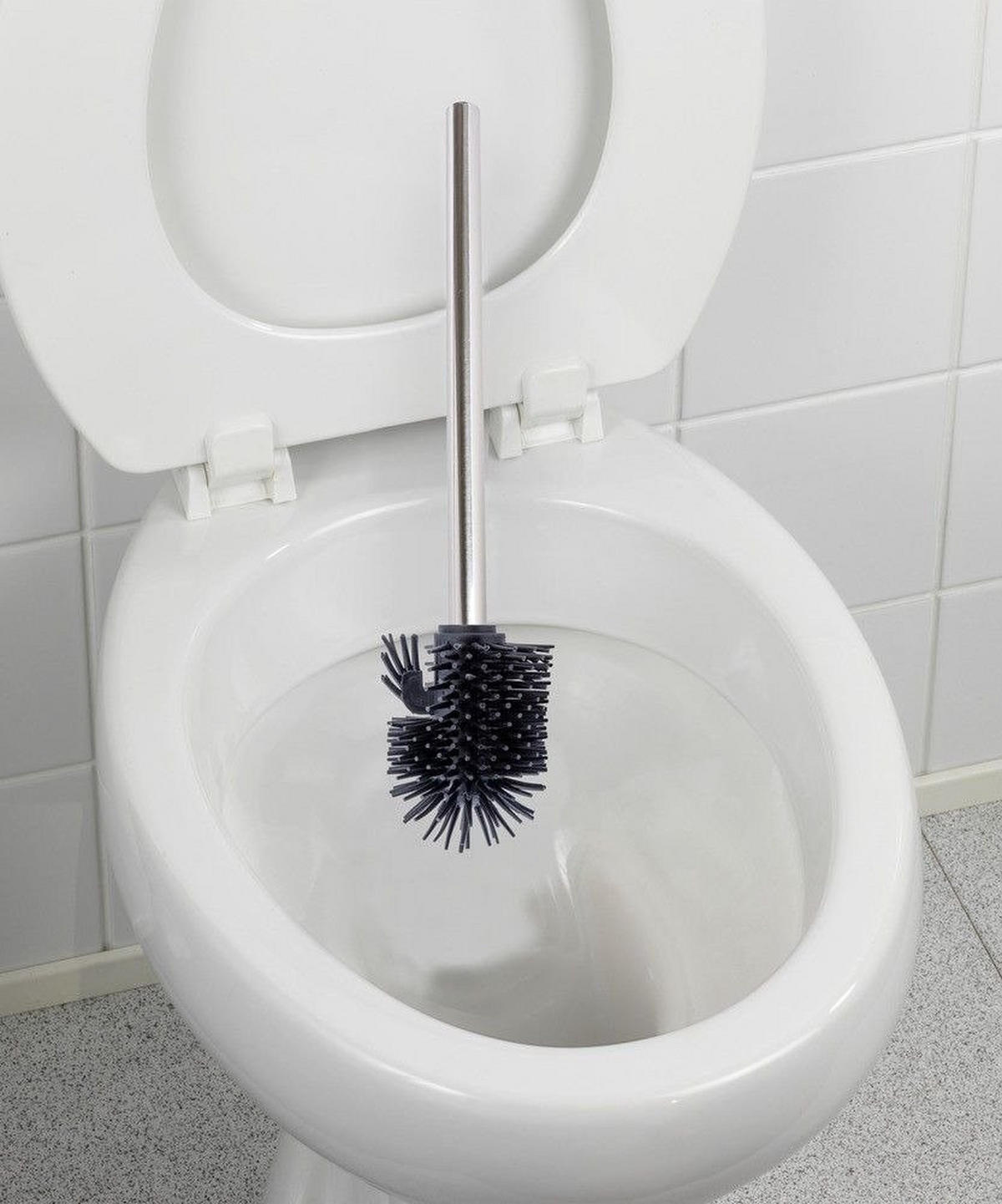 SILIKON-WC-BÜRSTE 7,5/7,5/35 cm - Silberfarben, Kunststoff (7.5/35/7.5cm) - Wenko