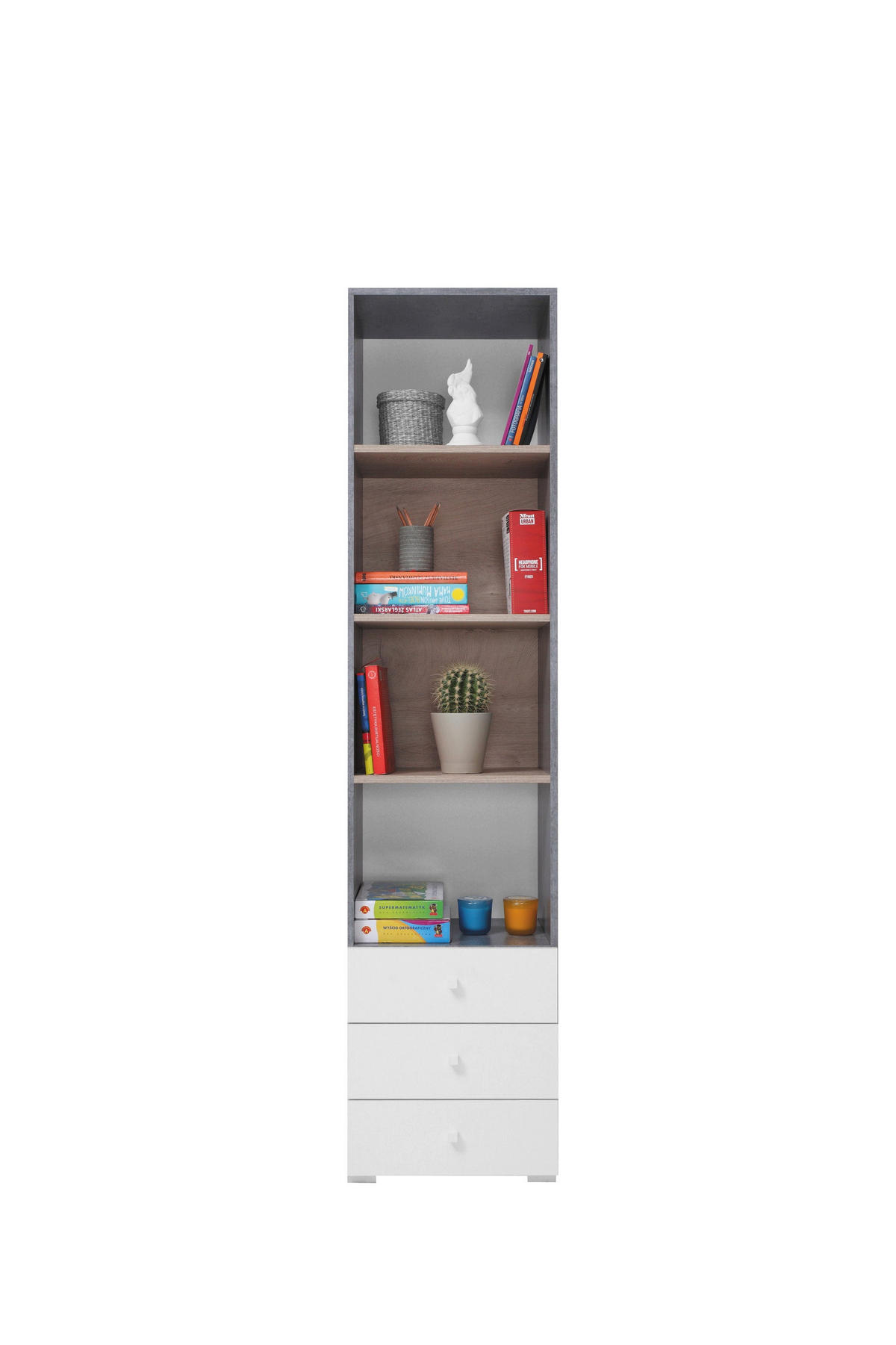 SCHLAFZIMMER Set 6-tlg. SIGMA System – Weiß / Sonoma Eiche - Weiß, Holzwerkstoff (90/190/50cm) - hi-markt