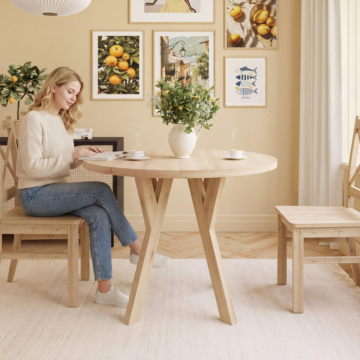AUSZIEHTISCH YARA 100-140/76,5 cm Scandic-Buche - Buchefarben, Holzwerkstoff (100/100/76.5cm) - Idohome