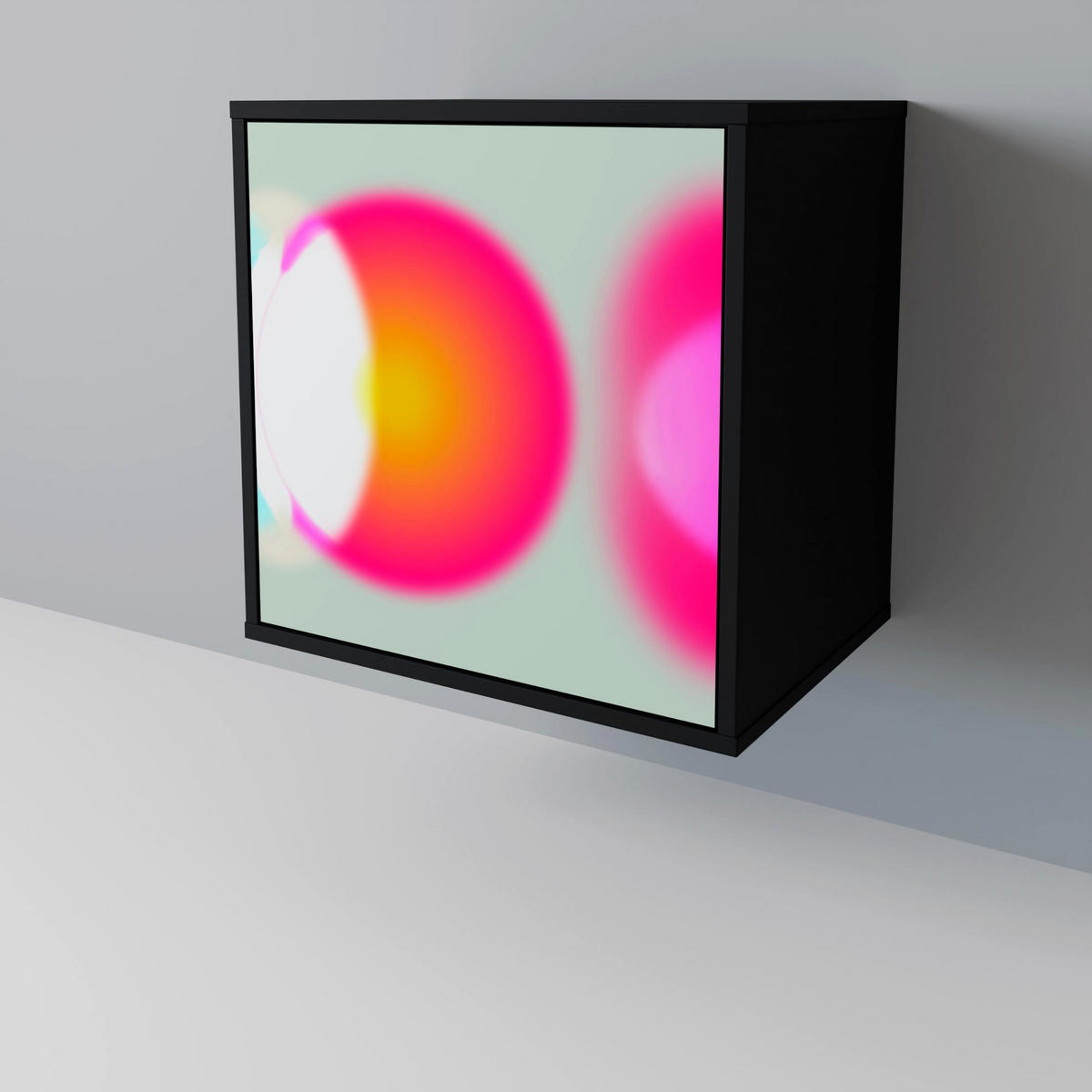 SIDEBOARD SYMPHONY OF COLORS, Schwarz, 57,5x42x67,5 cm, Schwarze Metall-Rahmenfüße - Multicolor/Schwarz, Holzwerkstoff/Metall (57.5/67.5/42cm) - SpaceRebels