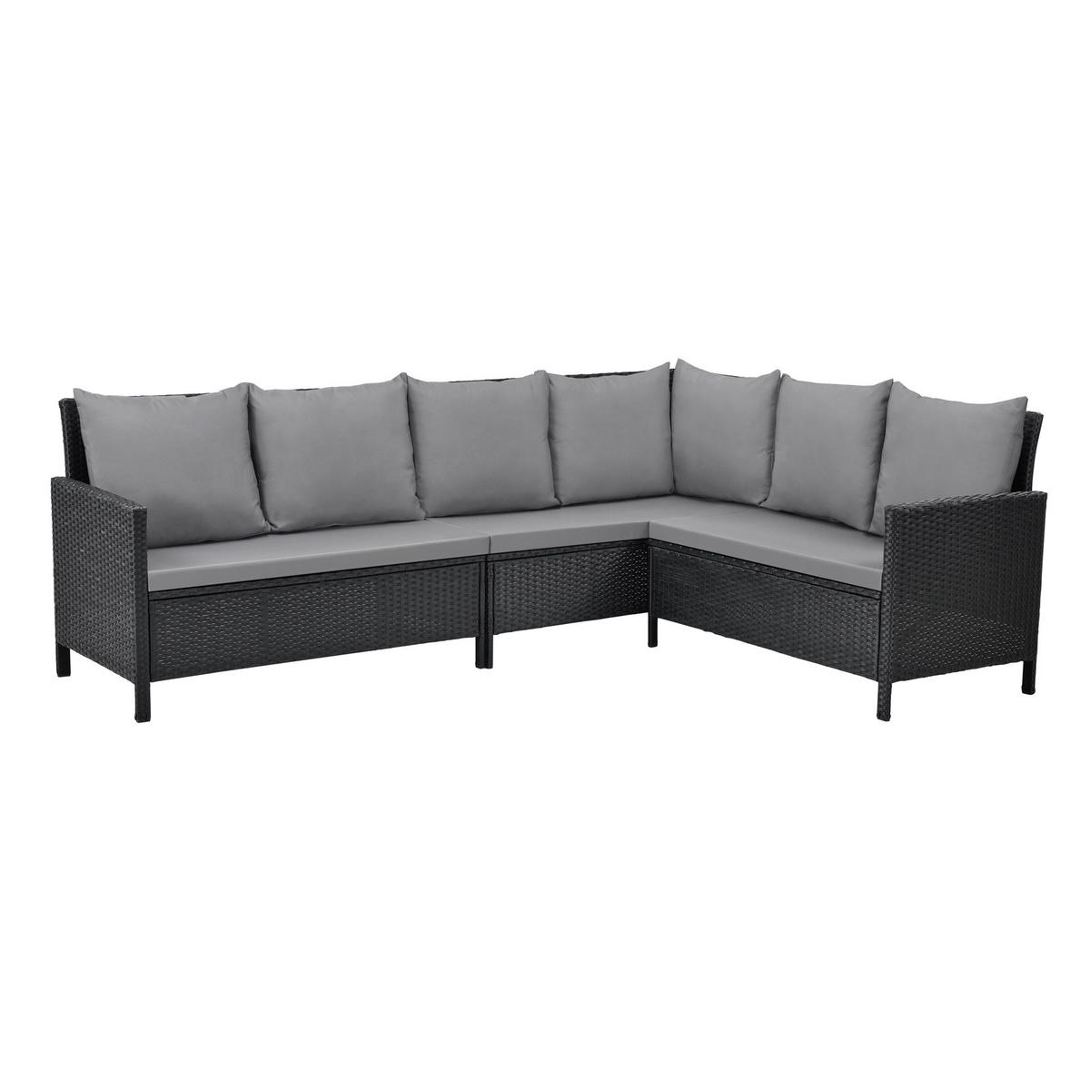 RATTAN-LOUNGE Madison - Schwarz/Grau, Kunststoff - SVITA