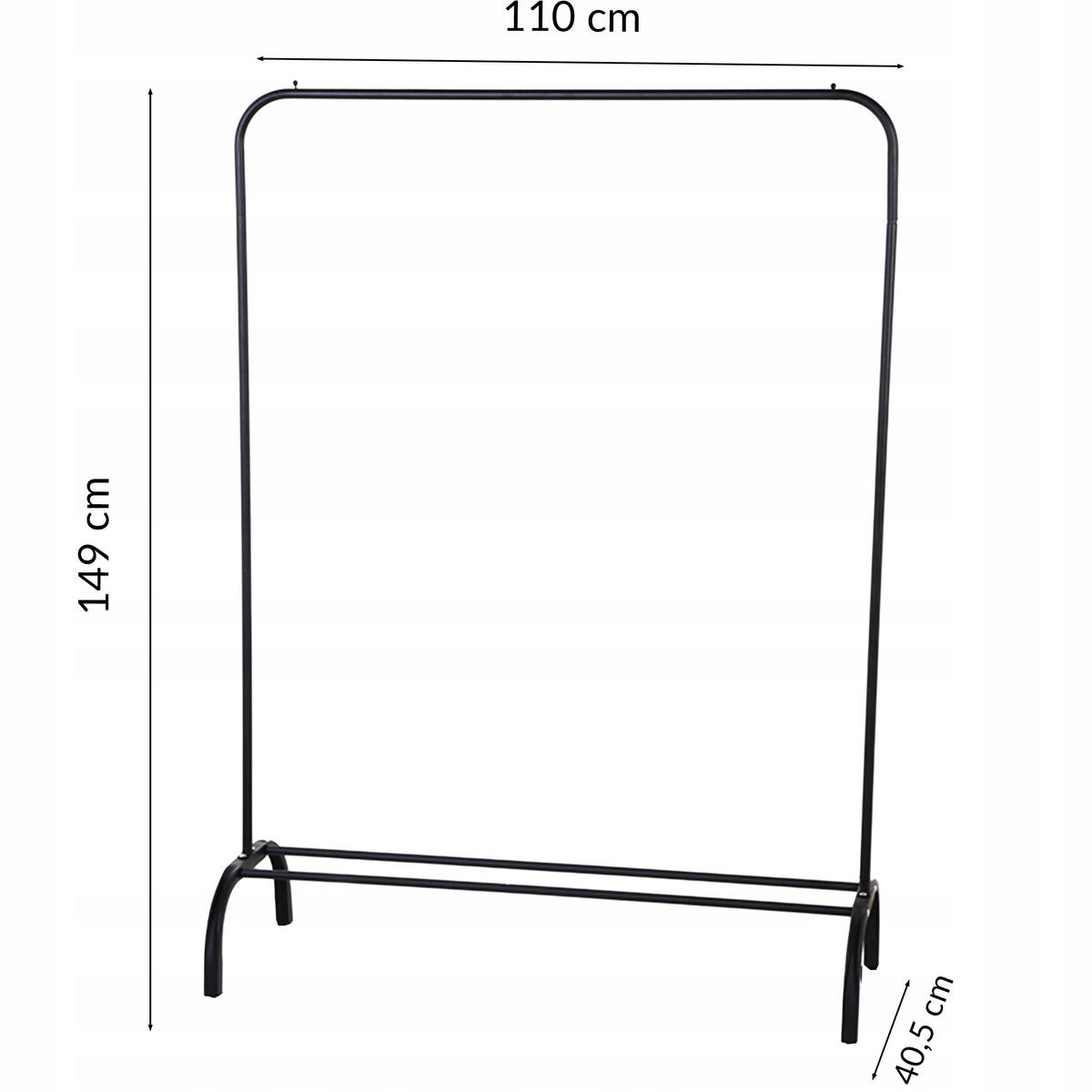 KLEIDERSTÄNDER - Schwarz, Metall (110/149/40.5cm) - KRUMAD