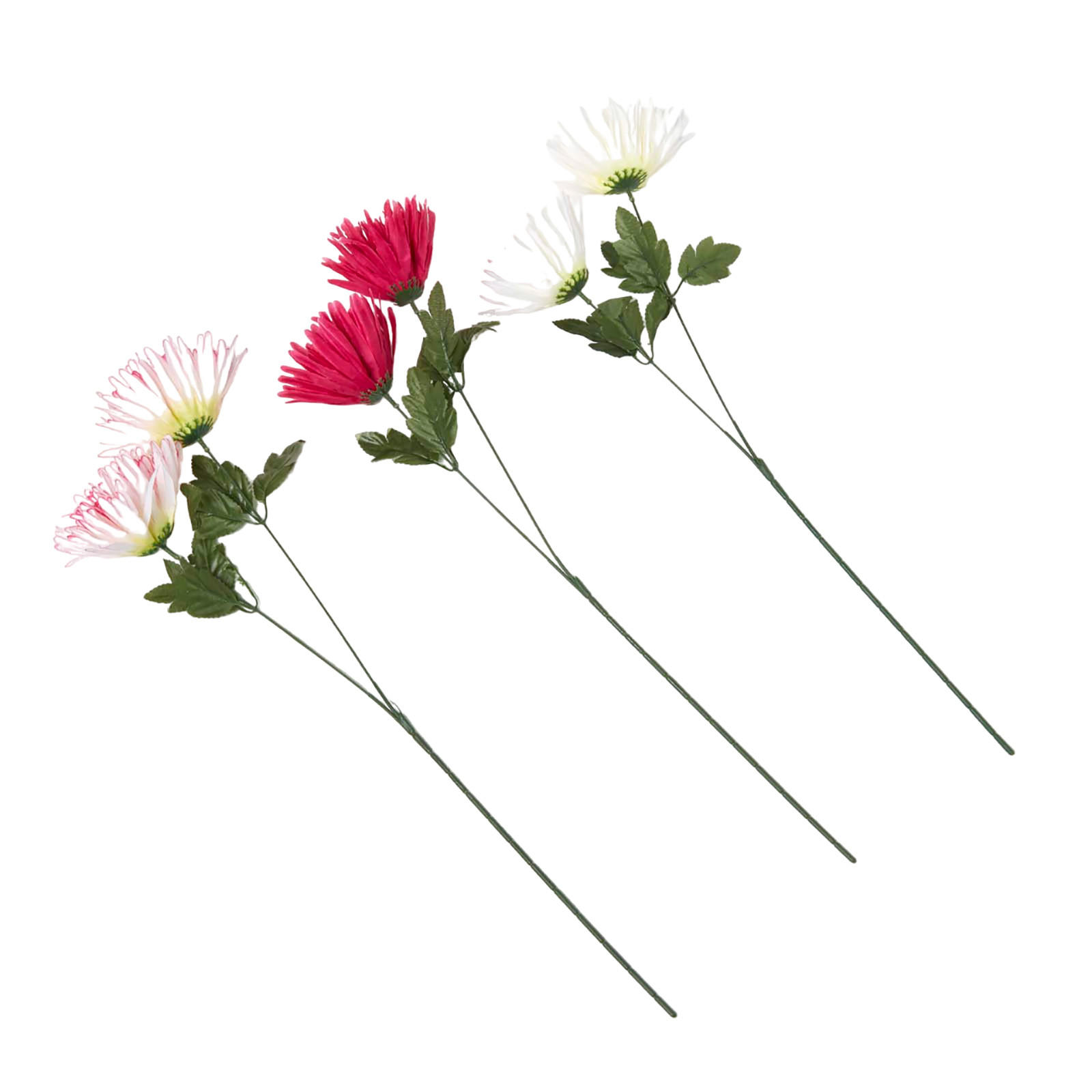 KUNSTBLUMEN Chrysanthemen rot, creme & rosa, 3er-Set langstielig 60 cm - Multicolor, Kunststoff (60cm) - Homescapes