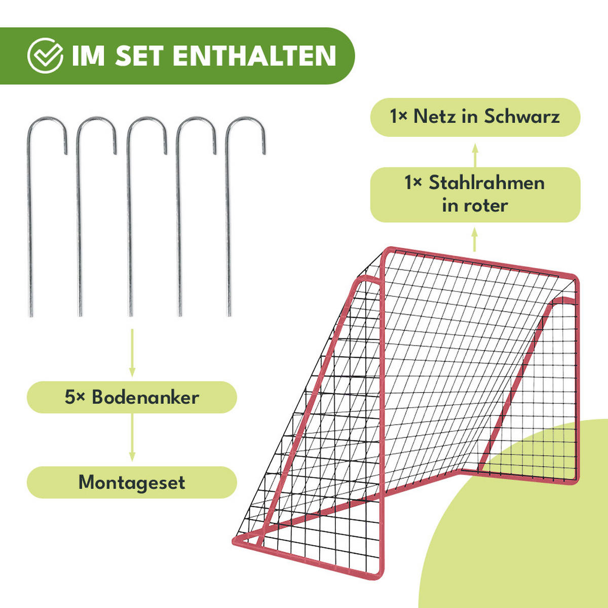 FUSSBALLTOR Rot - Rot, Metall (240/90cm) - KRUMAD