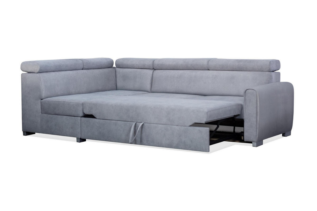 ECKSOFA Covo Grau, mit Schlaffunktion und verstellbaren Kopfstützen, linke seite - Grau, Holzwerkstoff (253/156cm) - Bettso