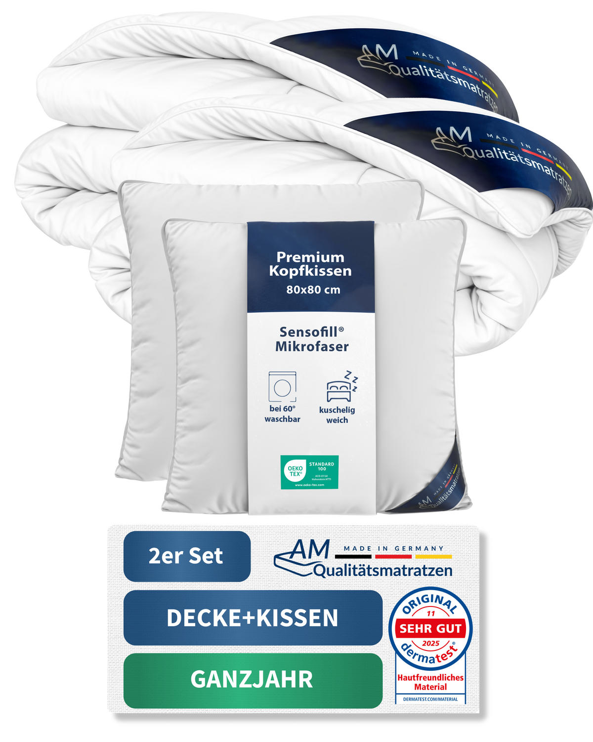 BETTDECKEN & KISSEN Mikrofaser 2er Set für Winter Made in Germany 135x200cm - Weiß, Textil (135/200cm) - AM Qualitätsmatratzen
