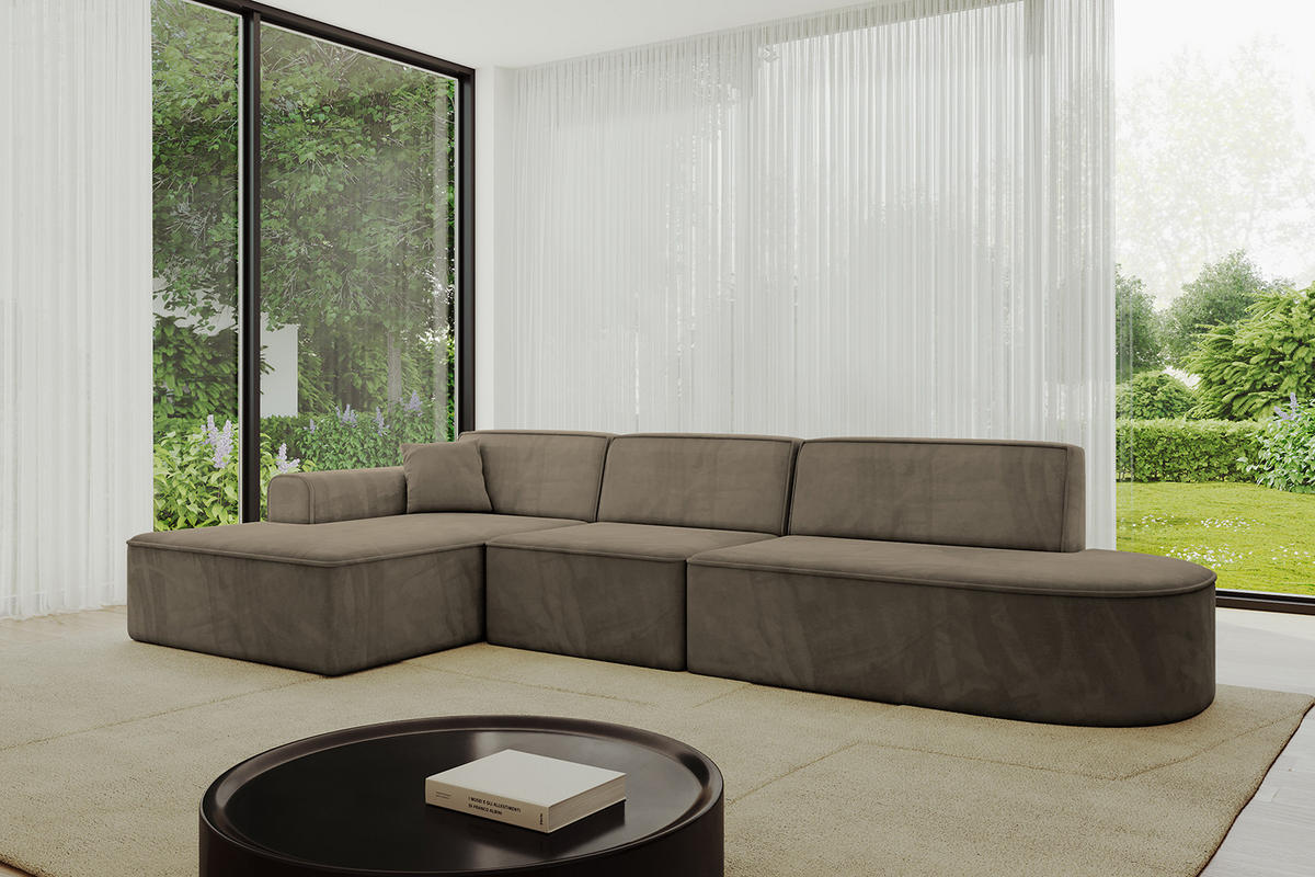 ECKSOFA Ottomane Links IREA-L2-v3 - 328x171x79 cm Braun - Braun, Holzwerkstoff/Textil (328/171cm) - ALTDECOR