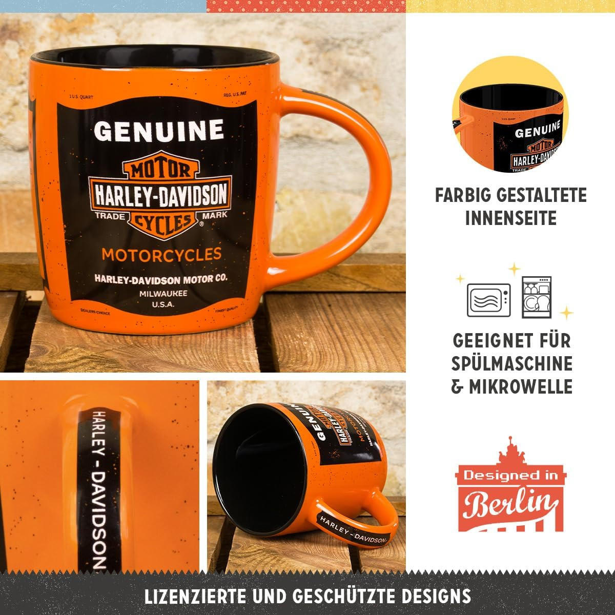 KAFFEETASSE 330 ml Harley-Davidson Genuine Motorcycles - Multicolor, Keramik (0.33L) - Nostalgic-Art