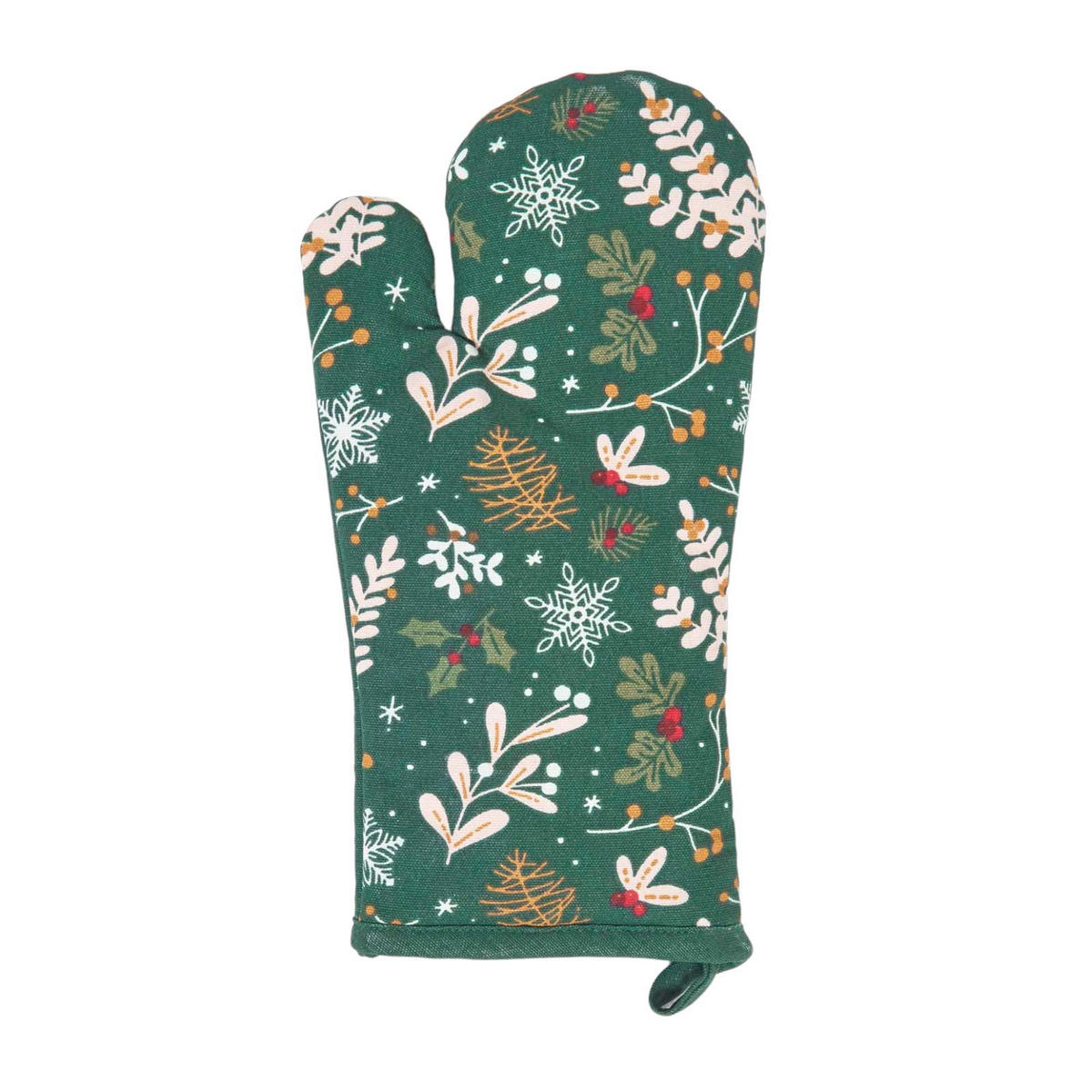 WEIHNACHTS-OFENHANDSCHUH Weihnachtswald, 18/32 cm - Grün, Textil (18/32cm) - Homescapes