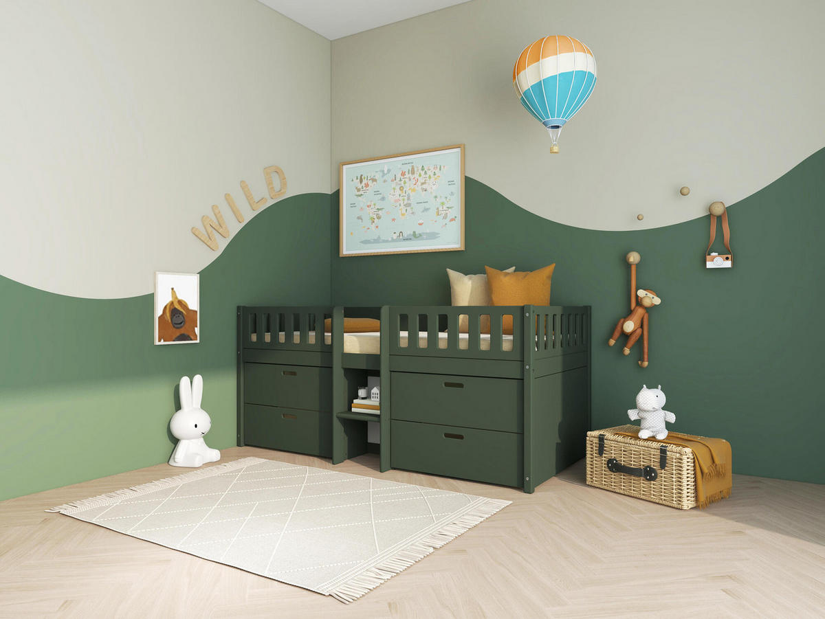 KINDERBETT VIGGO Grün 205x102x92 cm - Grün, Holz - FURNLUX