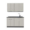SINGLEKÜCHE Fame-Line GrauBeige/Anthrazit 140 cm, AP Anthrazit - Greige/Anthrazit, Holzwerkstoff (140/81.6/60cm) - Vicco