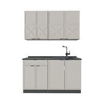 SINGLEKÜCHE Fame-Line GrauBeige/Anthrazit 140 cm, AP Anthrazit - Greige/Anthrazit, Holzwerkstoff (140/81.6/60cm) - Vicco