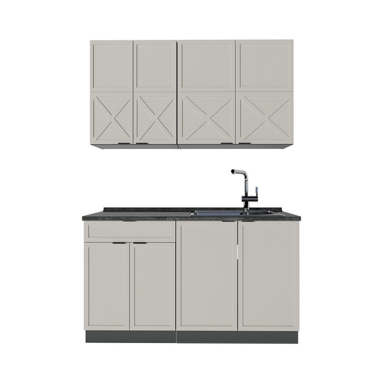 SINGLEKÜCHE Fame-Line GrauBeige/Anthrazit 140 cm, AP Anthrazit - Greige/Anthrazit, Holzwerkstoff (140/81.6/60cm) - Vicco