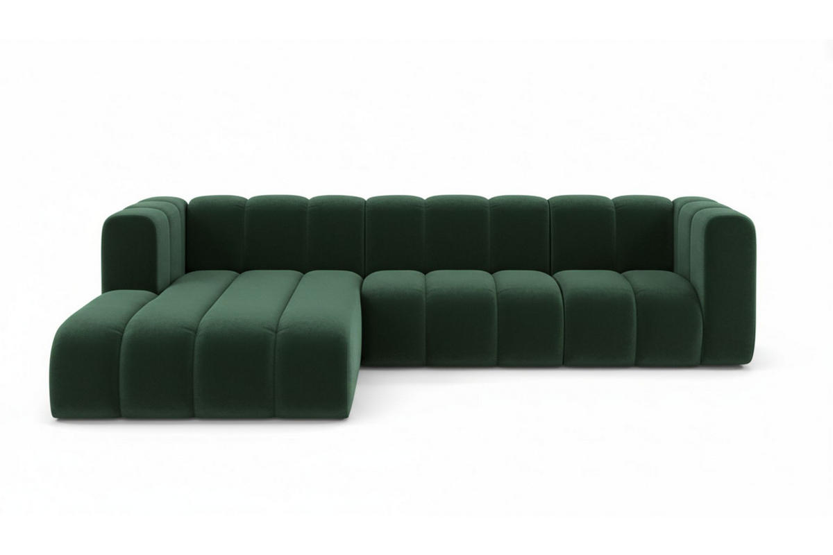 ECKSOFA L-Form Grand L 287 cm, Veloursstoff Salvador, Grün, Links - Grün, Holz (287/179cm) - Kaiser Möbel