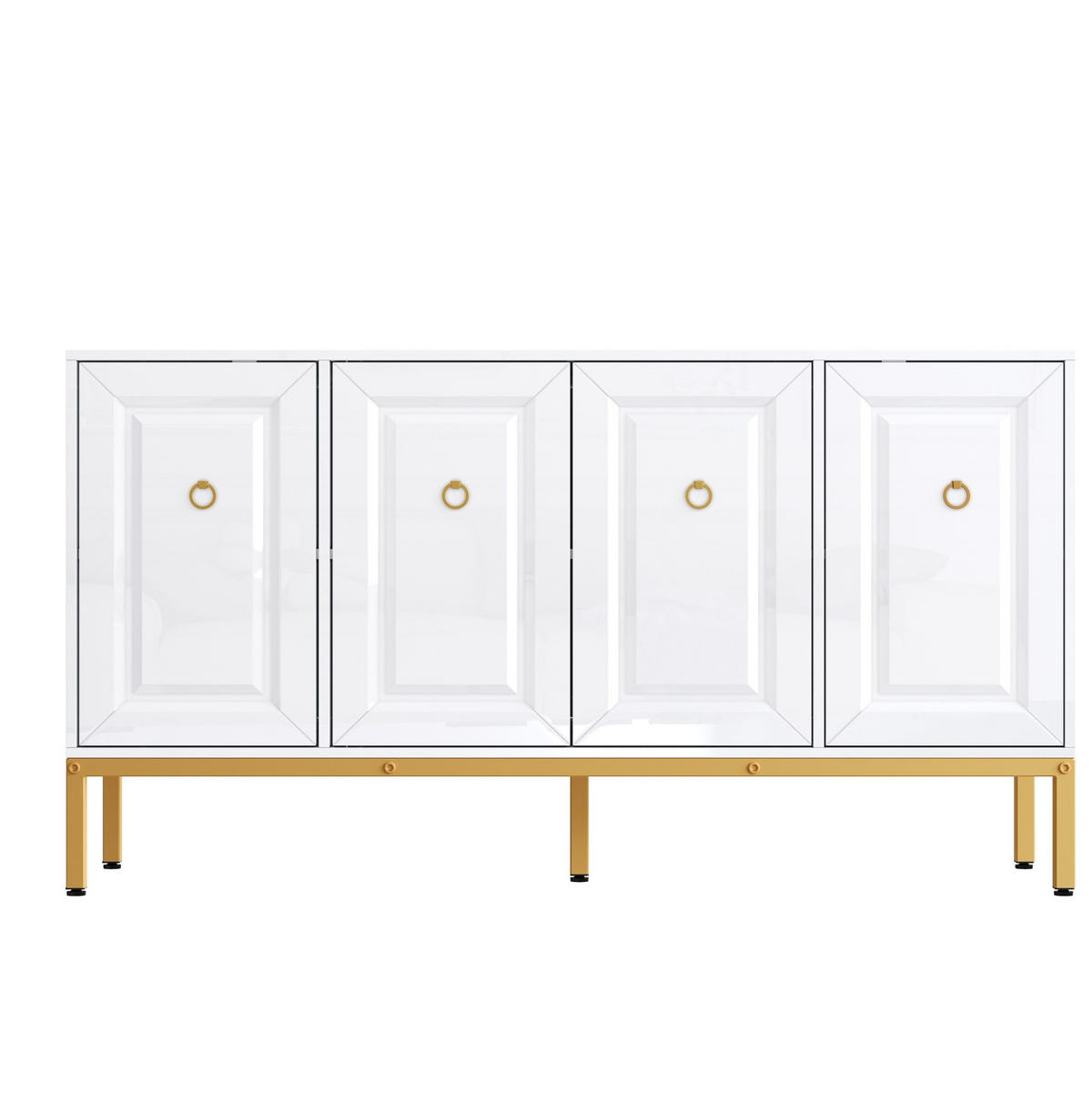 KOMMODE aus MDF&Spanplatte 140x40x80cm in Weiß mit Hochglanz - Weiß, Holzwerkstoff (140/80/40cm) - Modfu