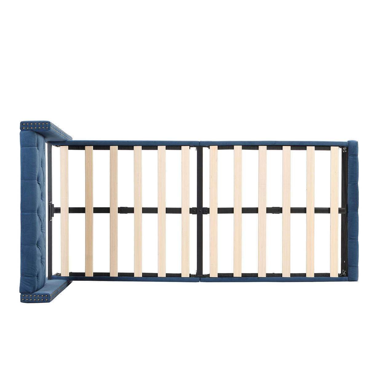 BETT mit Lattenrost 90x200 cm Samt Blau - Blau, Metall (90/200cm) - Meubliv