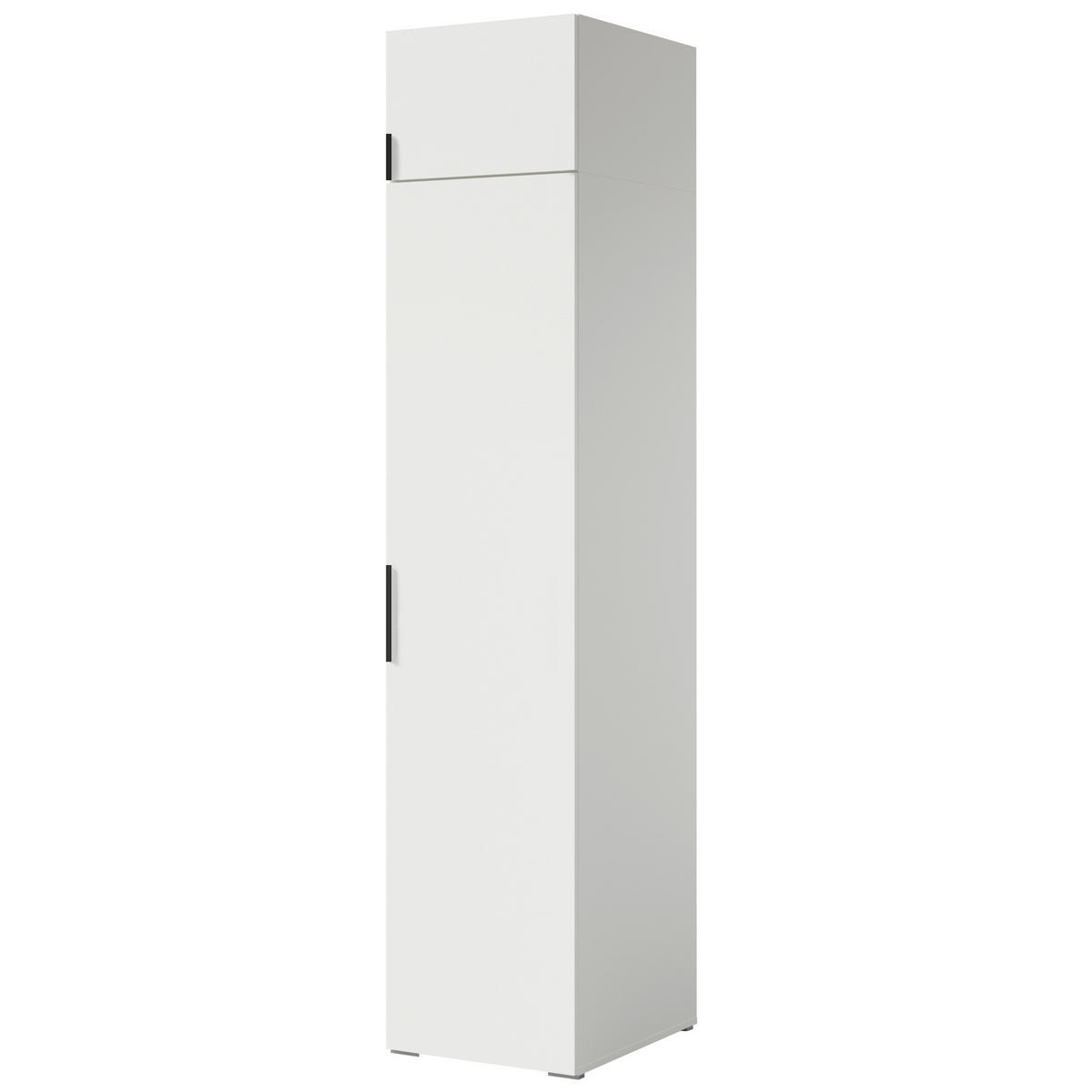 DREHTÜRENSCHRANK mit Aufsatz Napoli 1D 50 Weiß (schwarzer oder goldener Griff) - Silberfarben/Schwarz, Holzwerkstoff/Kunststoff (50/35/60cm) - mzm24