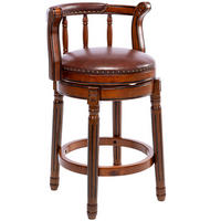 BARSTUHL drehbar Sitzhöhe ca. 75 cm Echtleder Holz Brown - Braun, Holz (54.8/96/54.8cm) - Meubliv