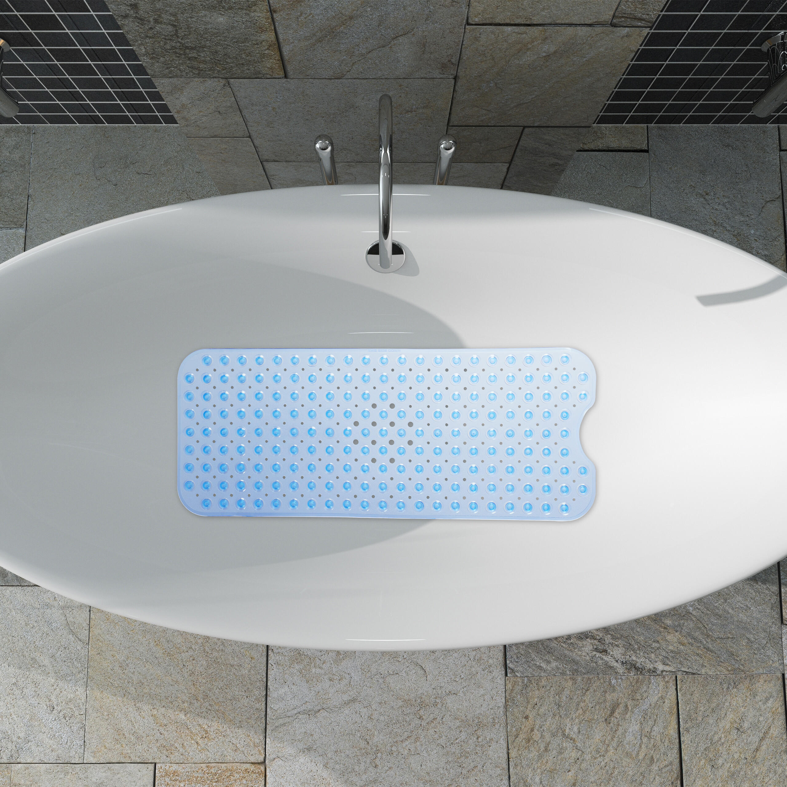 BADEWANNENMATTE - Hellblau, Kunststoff (97/39cm) - Relaxdays